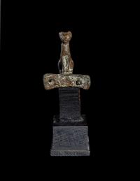 An Egyptian Bronze Handle with a Cat