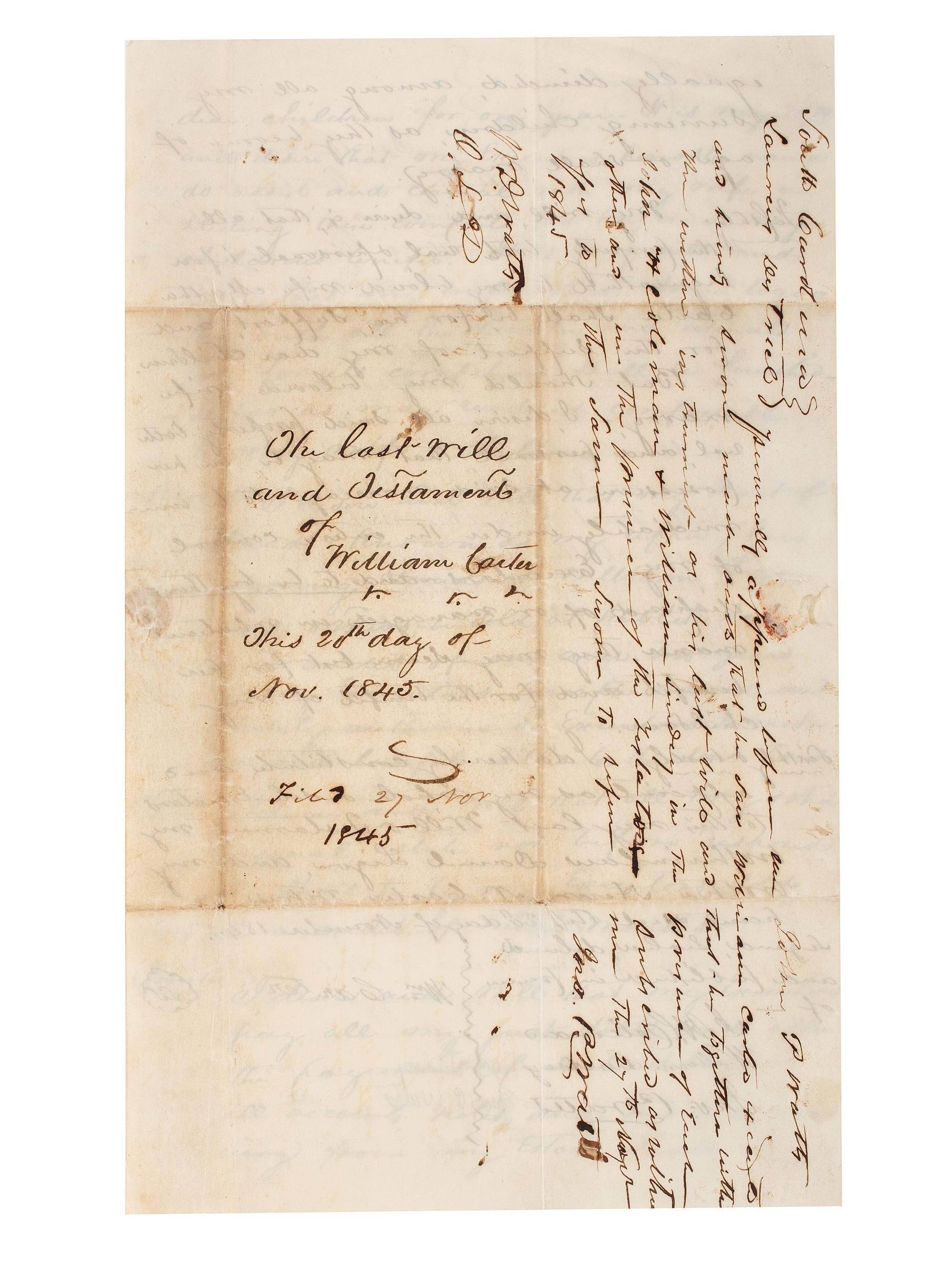 [SLAVERY & ABOLITION]. A group of 2 documents related to the enslavement of individuals in the Carolinas, including a rare North-Carolina Mutual Life Insurance Company form used to insure the life of an enslaved person.