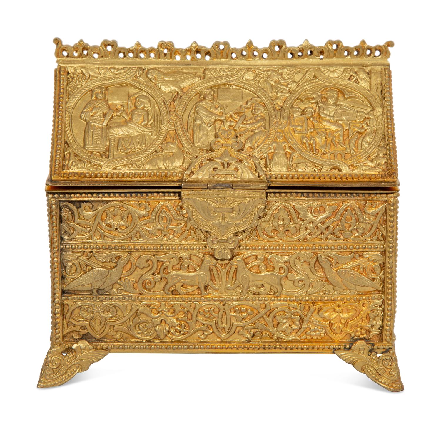 A Continental Bronze Table Casket