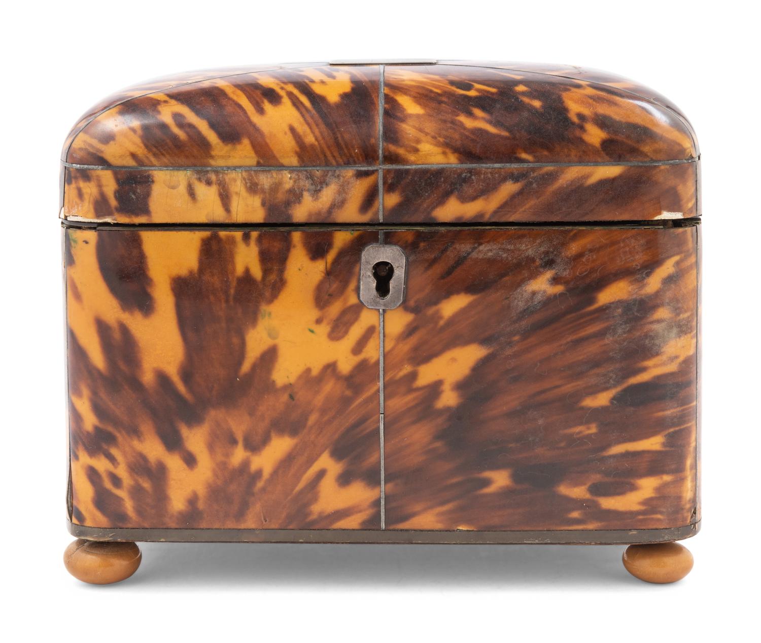 A George III Tortoiseshell Tea Caddy