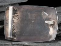 Sterling Silver and 14K Gold Belt Buckle, with Storming Pueblo and Mudhead Scene