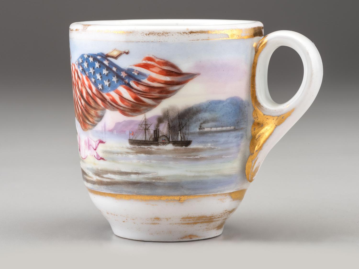 Two Painted Porcelain Shaving Mugs