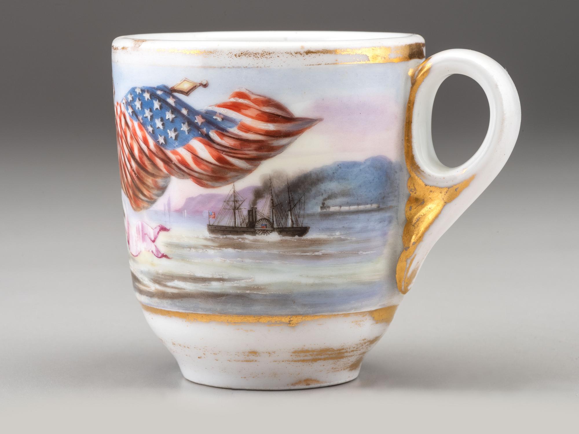 Two Painted Porcelain Shaving Mugs