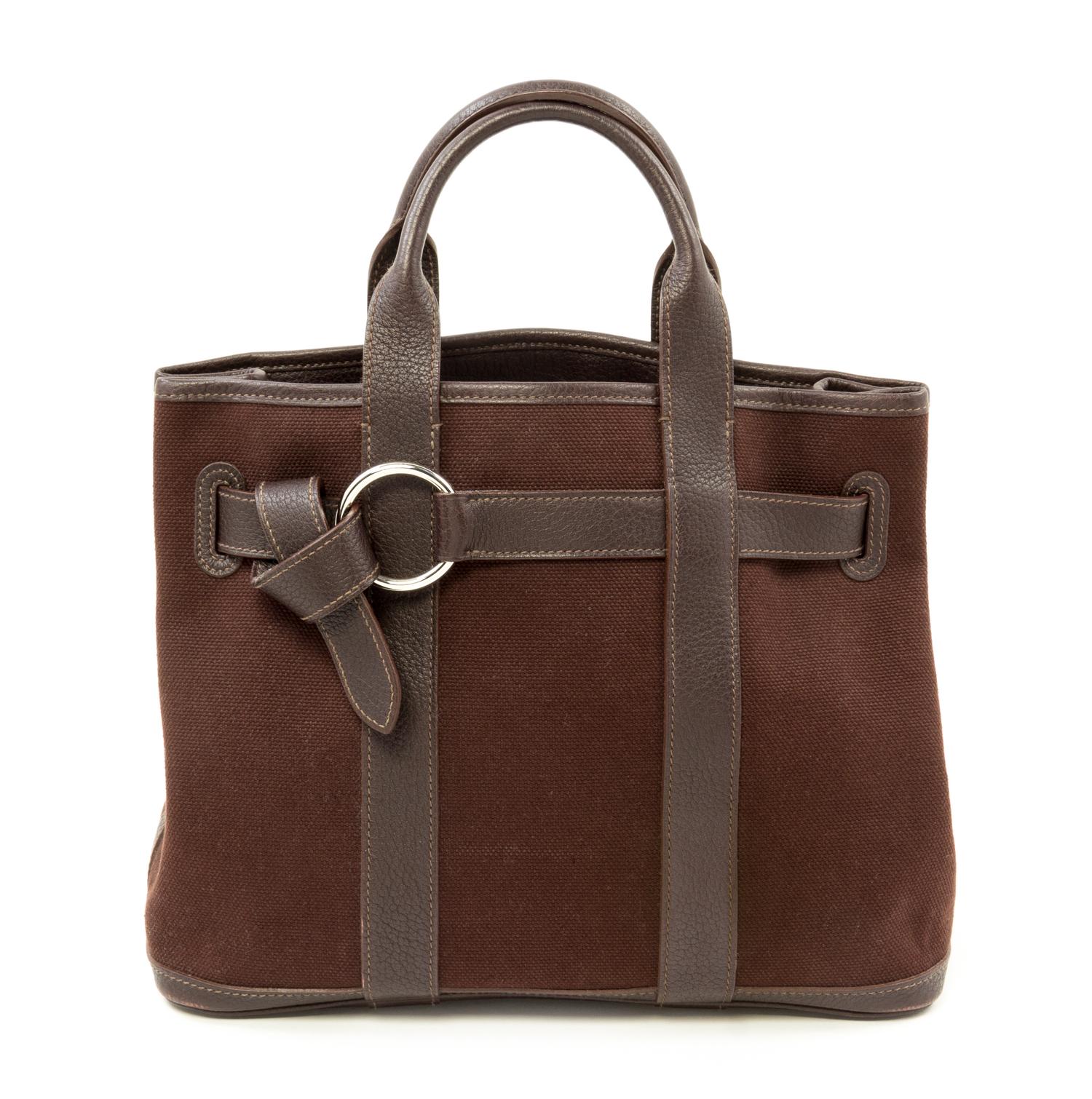 An Hermès Brown Canvas Sac Petite Ceinture PM, 12" x 9.5" x 5"; Handle drop: 4".