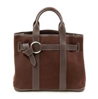 An Hermès Brown Canvas Sac Petite Ceinture PM, 12" x 9.5" x 5"; Handle drop: 4".