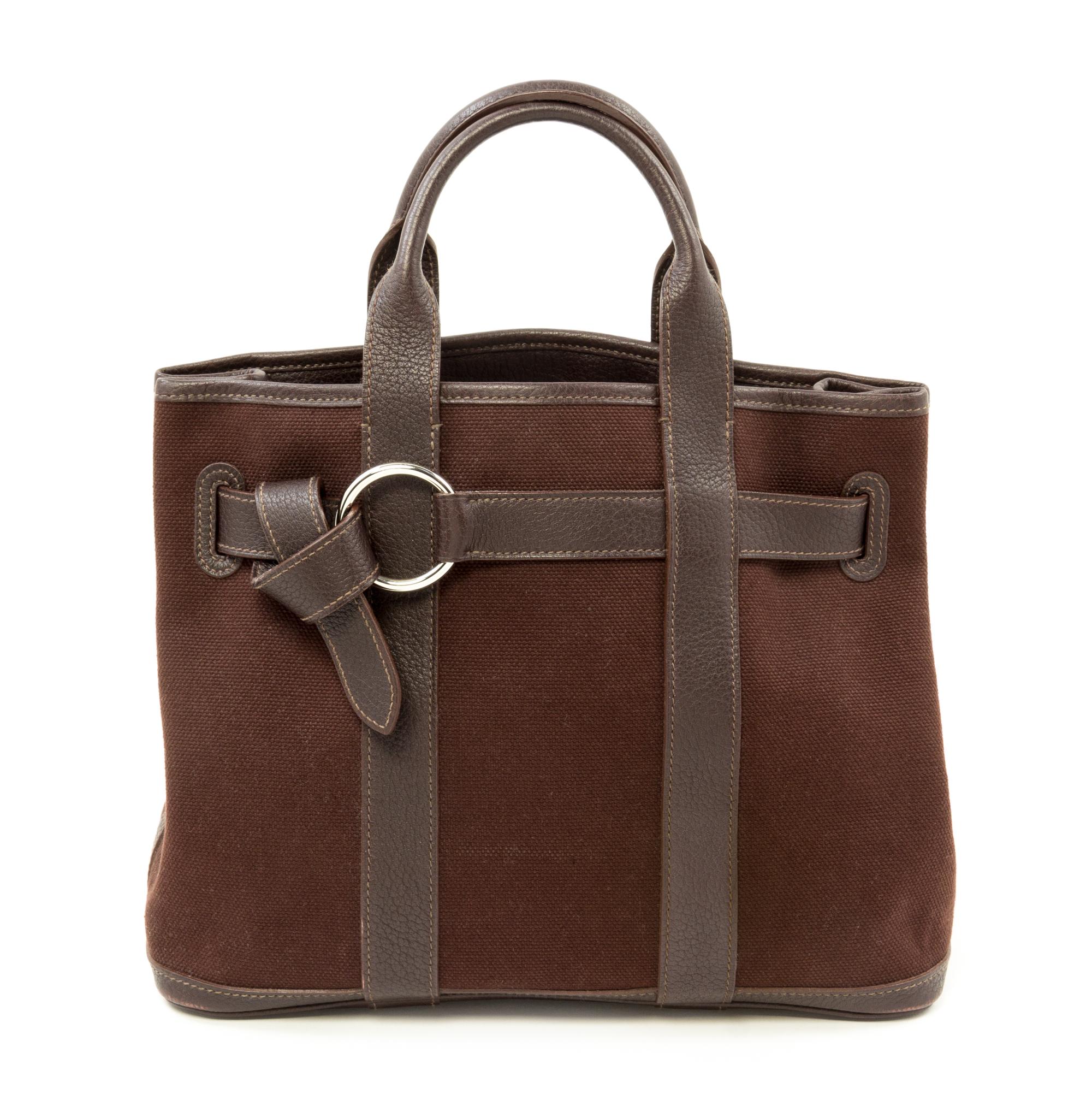 An Hermès Brown Canvas Sac Petite Ceinture PM, 12" x 9.5" x 5"; Handle drop: 4".