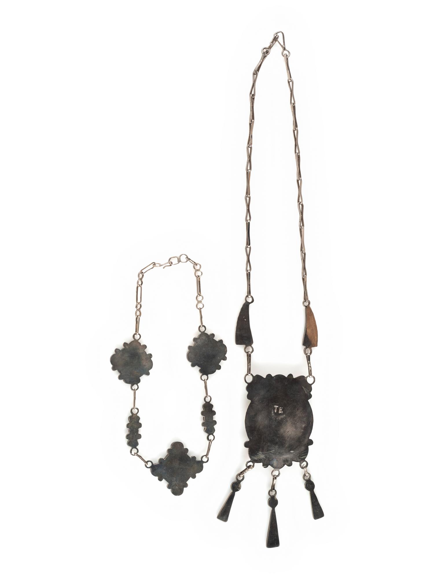 Zuni Silver and Channel Inlay Necklaces