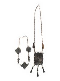 Zuni Silver and Channel Inlay Necklaces
