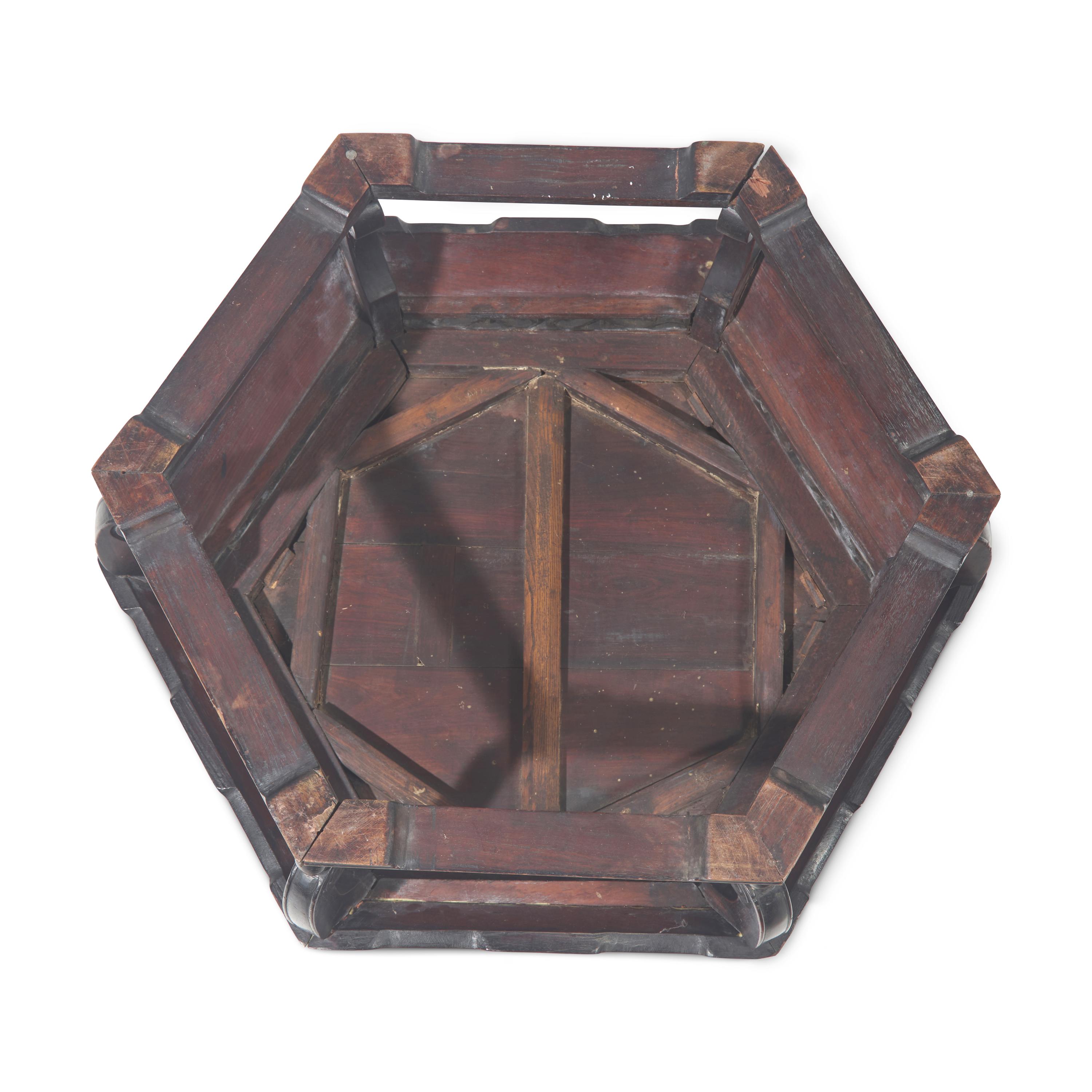 A Large Chinese Hexagonal Hardwood Stand, Qing Dynasty — 清 硬木六方矮桌