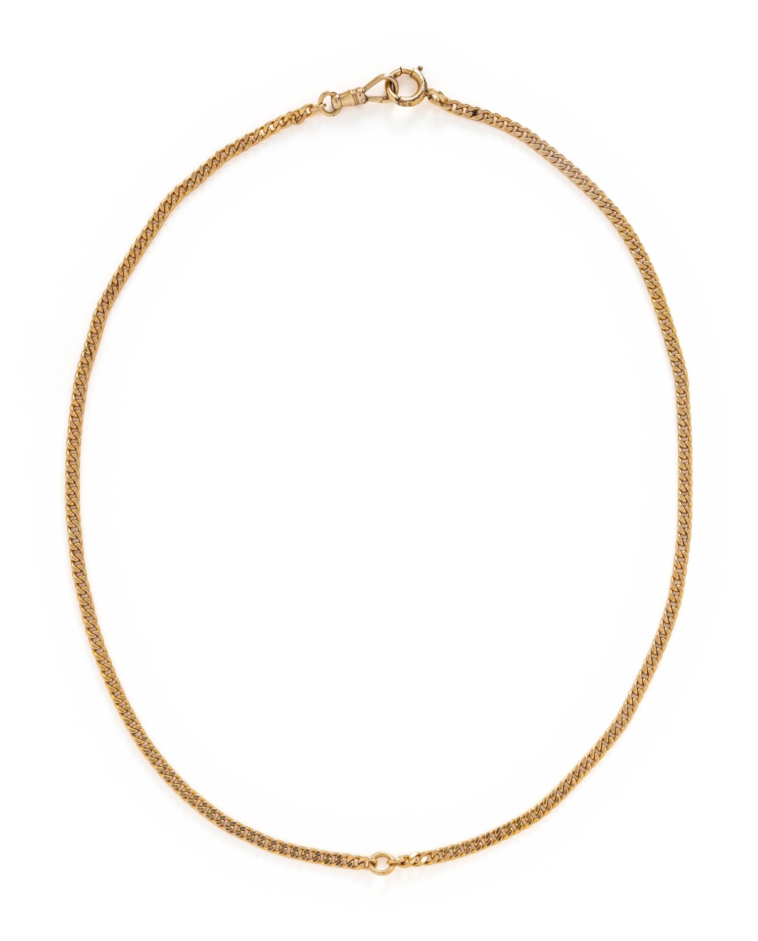 YELLOW GOLD WATCH CHAIN NECKLACE