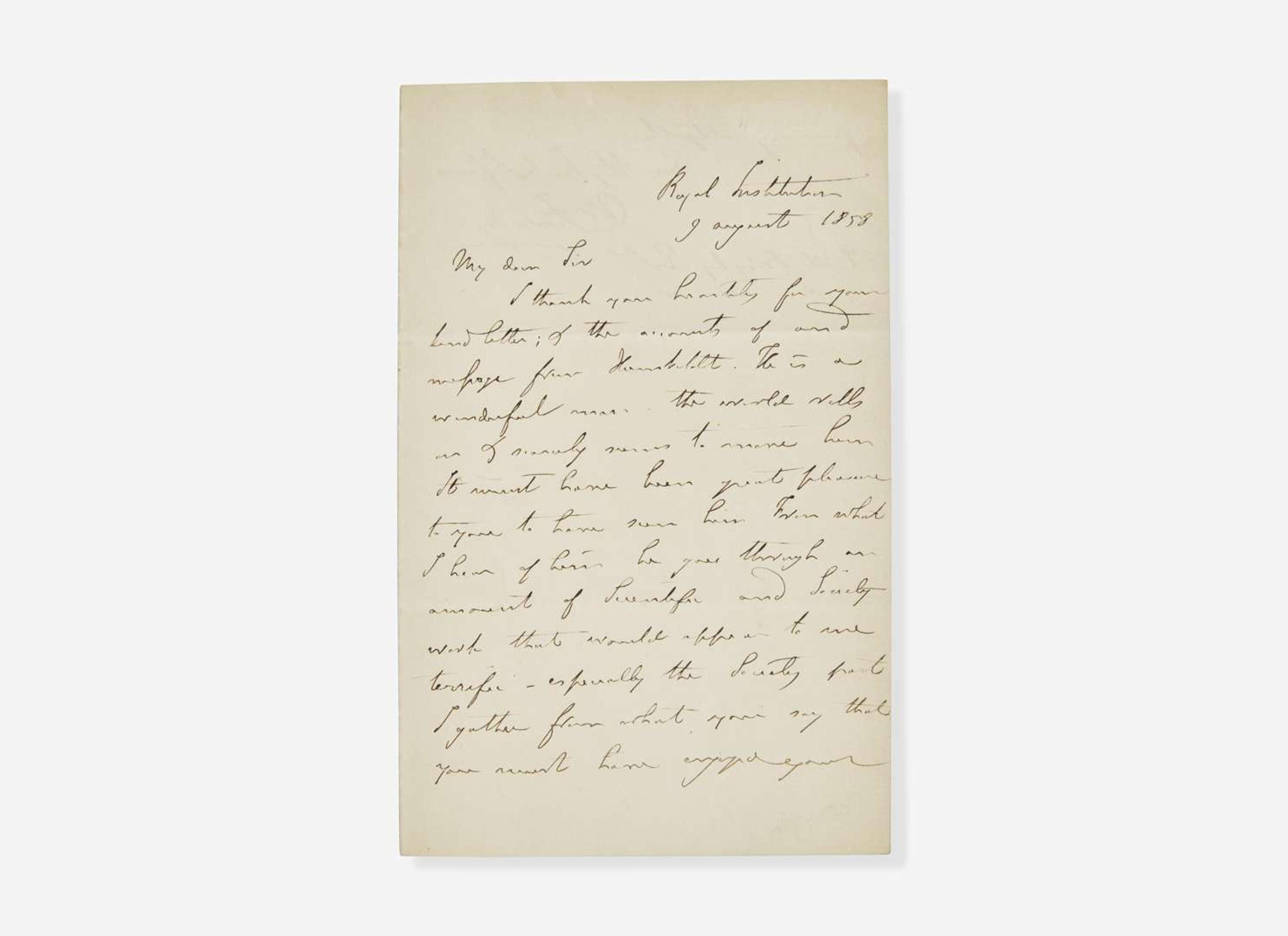 [Science, Medicine & Mathematics] Faraday, Michael: Autograph Letter, signed