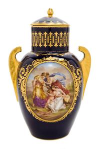 A Royal Vienna Porcelain Urn and Cover, Height 11 1/4 inches.