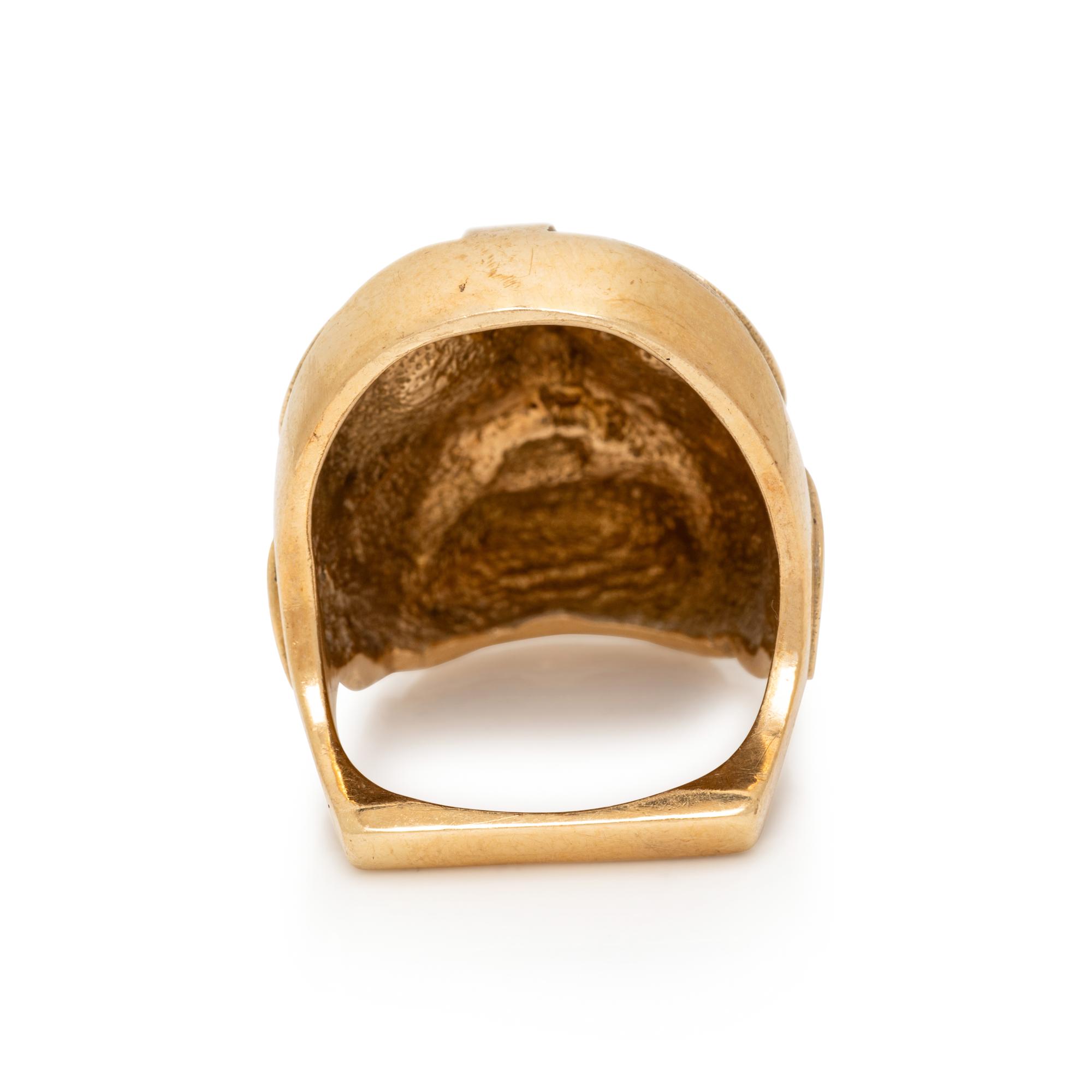 YELLOW GOLD MASK RING