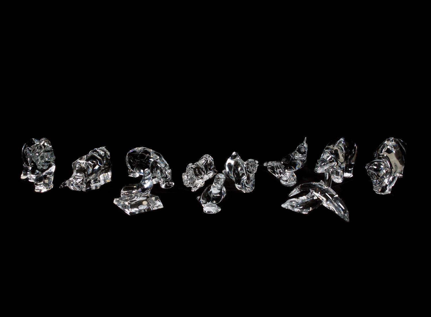 A Group of Twelve Baccarat Glass Animals