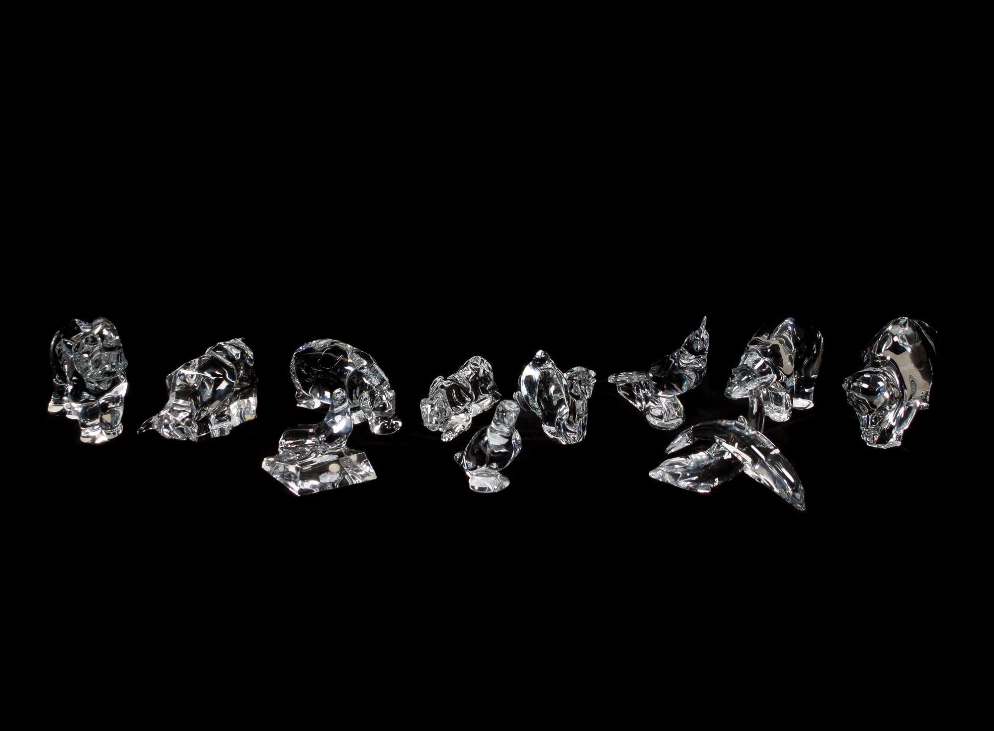 A Group of Twelve Baccarat Glass Animals