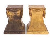 A Pair of Italian Gilt Low Pedestals