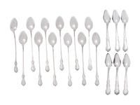 A Set of Twelve American Silver Iced Tea Spoons and Six American Silver-Plate Fruit or Dessert Spoons