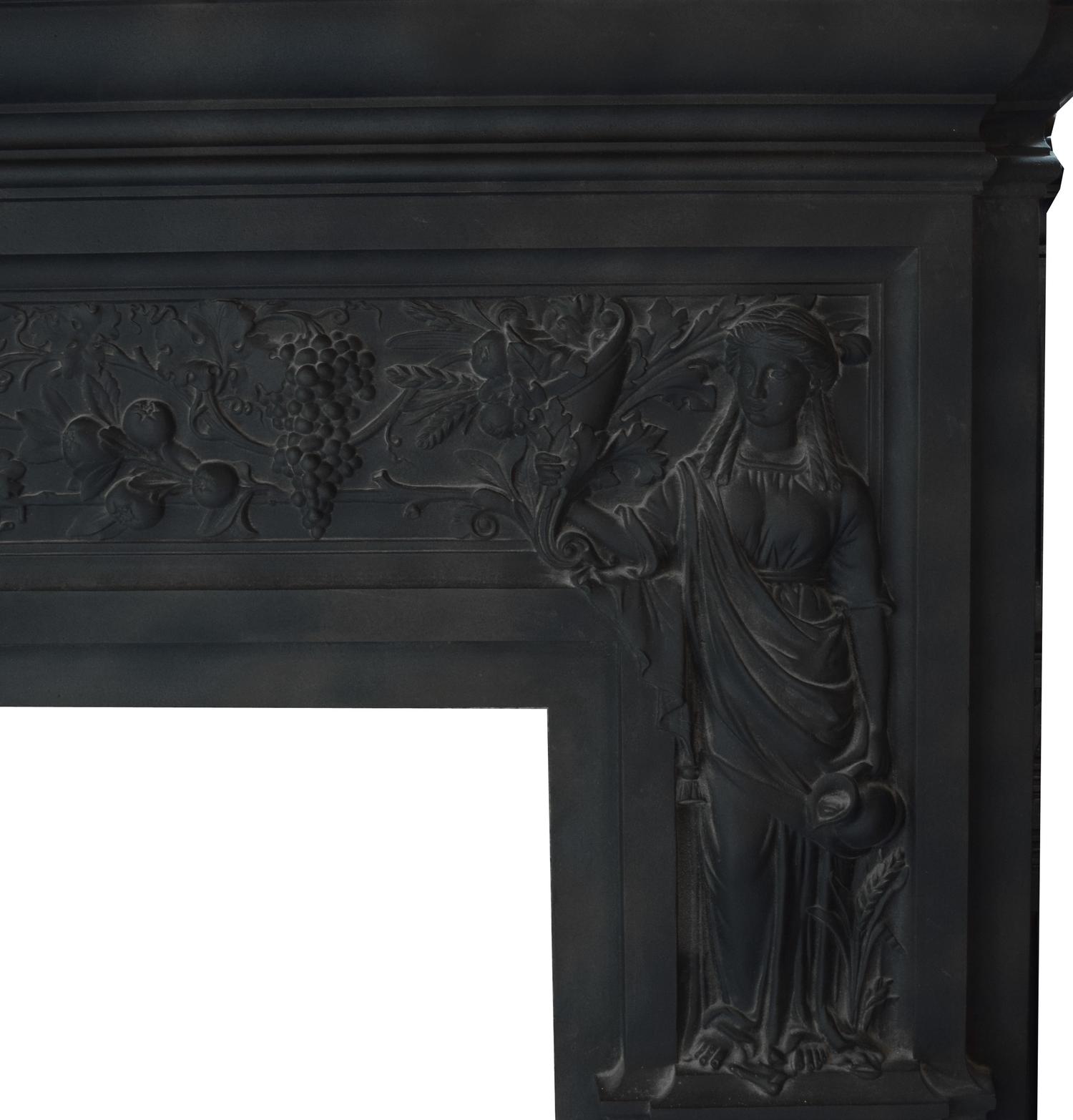 A Cast Iron Peace and Plenty Fireplace Mantel 64.5" W W x 9" D x 58.5" H — England, Circa 1880