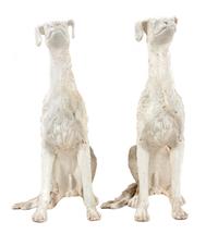 A Pair of Painted Ceramic Salukis Height 37 1/2 inches.