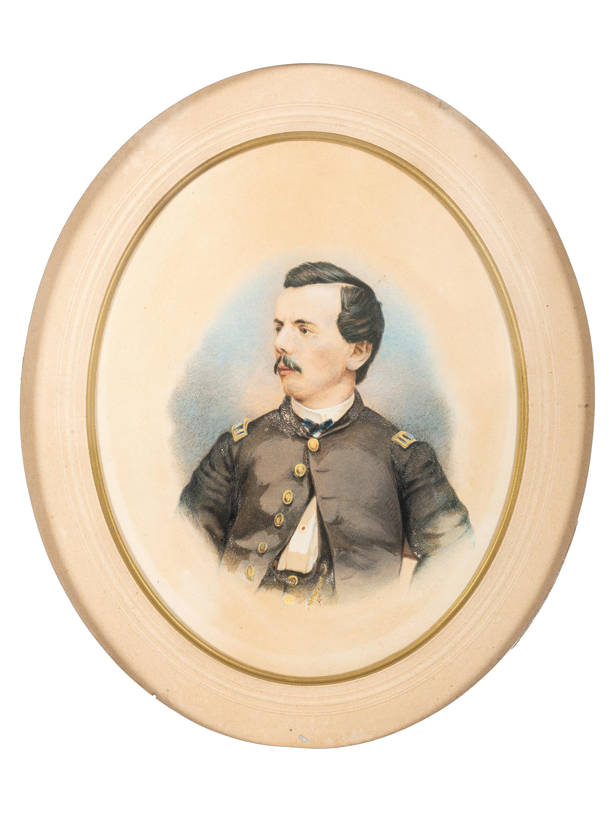 [CIVIL WAR]. Oval chalk portrait of an infantry captain.