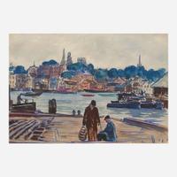 Gifford Beal (American, 1879-1956) Fishermen on the Dock