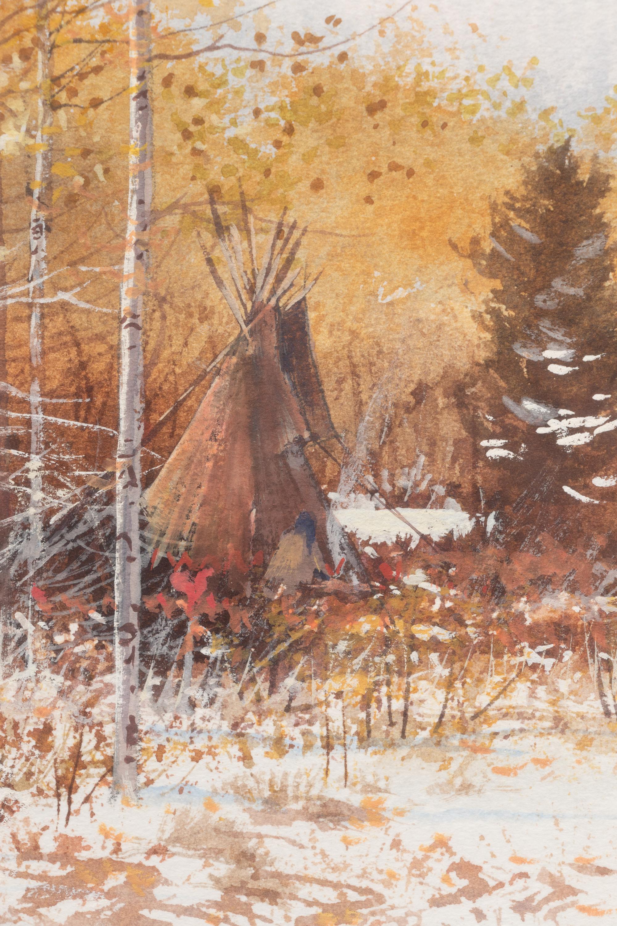 A Pair of Camp Scene Watercolors