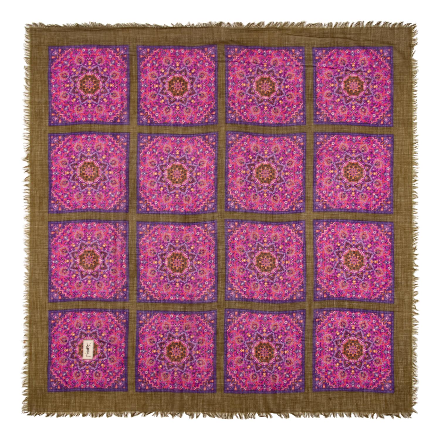 YVES SAINT LAURENT, TWO PRINTED WOOL SHAWLS