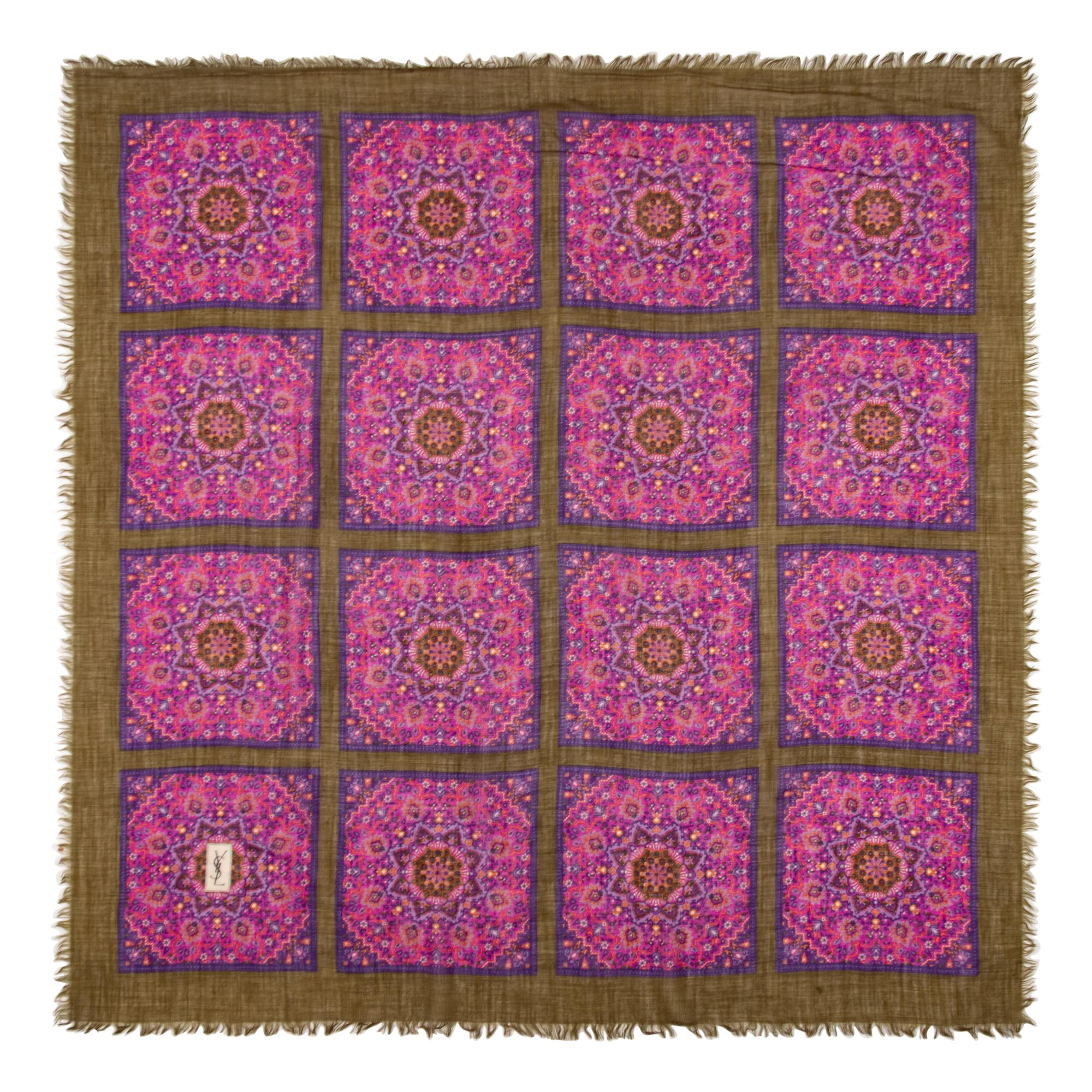 YVES SAINT LAURENT, TWO PRINTED WOOL SHAWLS