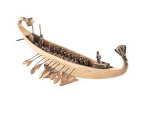 An Egyptian Style Carved Wood Boat Model