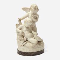 An Italian White Marble Sculpture of Two Putti Nicola Cantalamessa-Papotti (Italian, 1833-1910), dated 1869