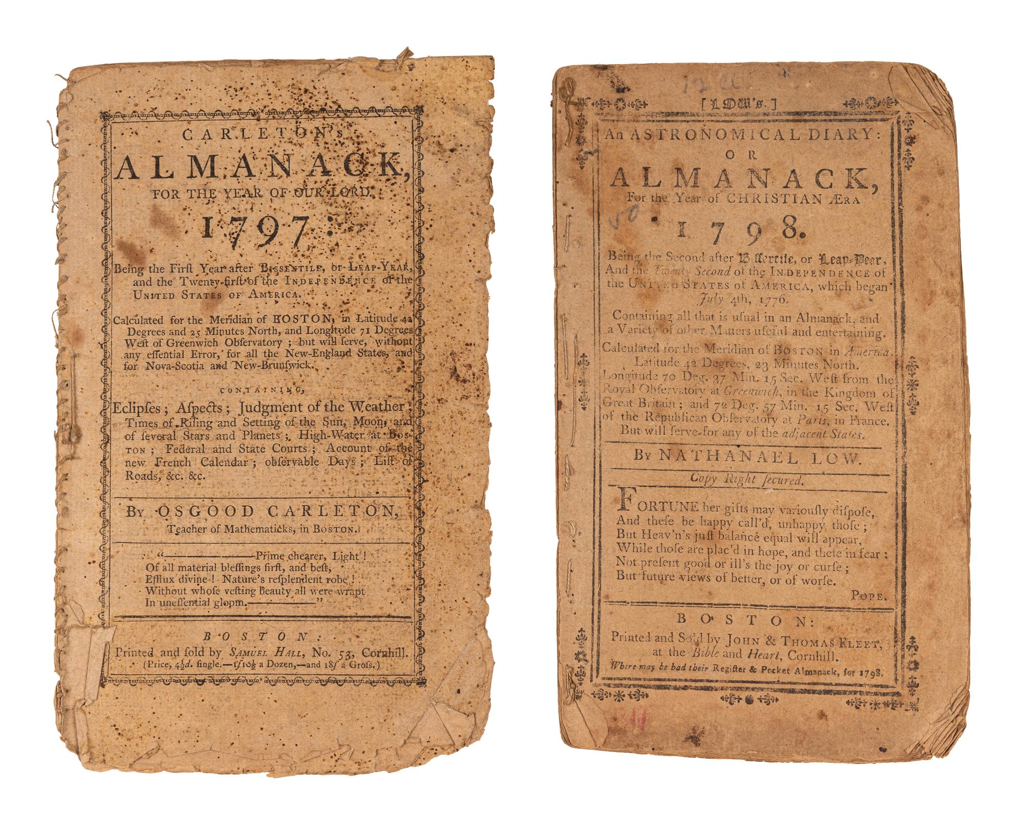 [ALMANACS - BOSTON]. A group of 8 almanacs, published Boston by various printers, comprising: