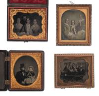 [EARLY PHOTOGRAPHY]. 20 Sixth plate ambrotypes and tintypes of groups and pairs of people.