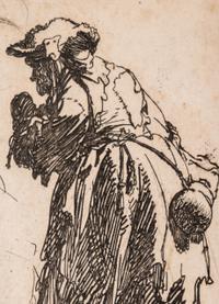 Old Beggar Woman with Gourd