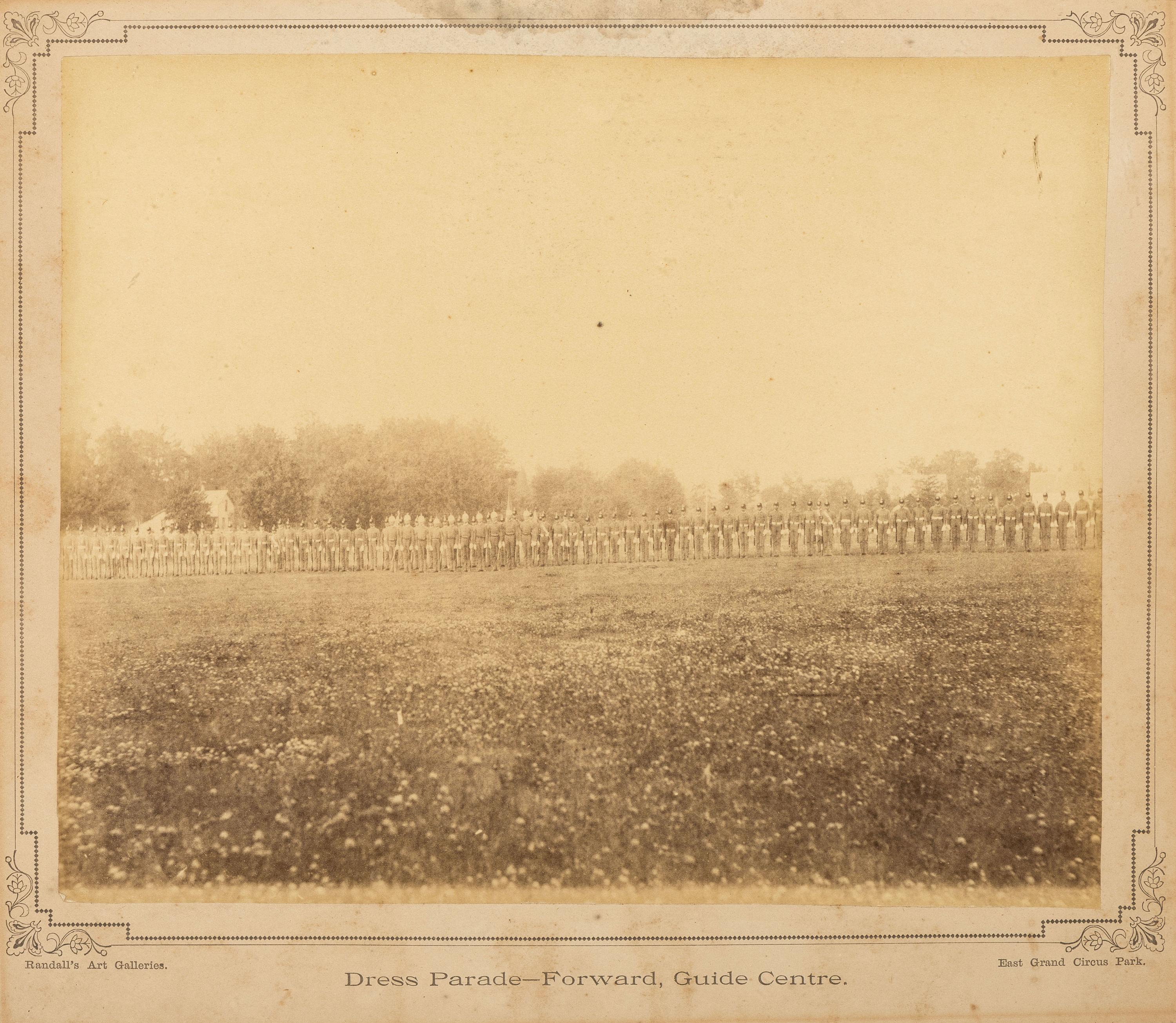 [MILITARIA]. 2 albumen photographs of New York and Michigan Militias.