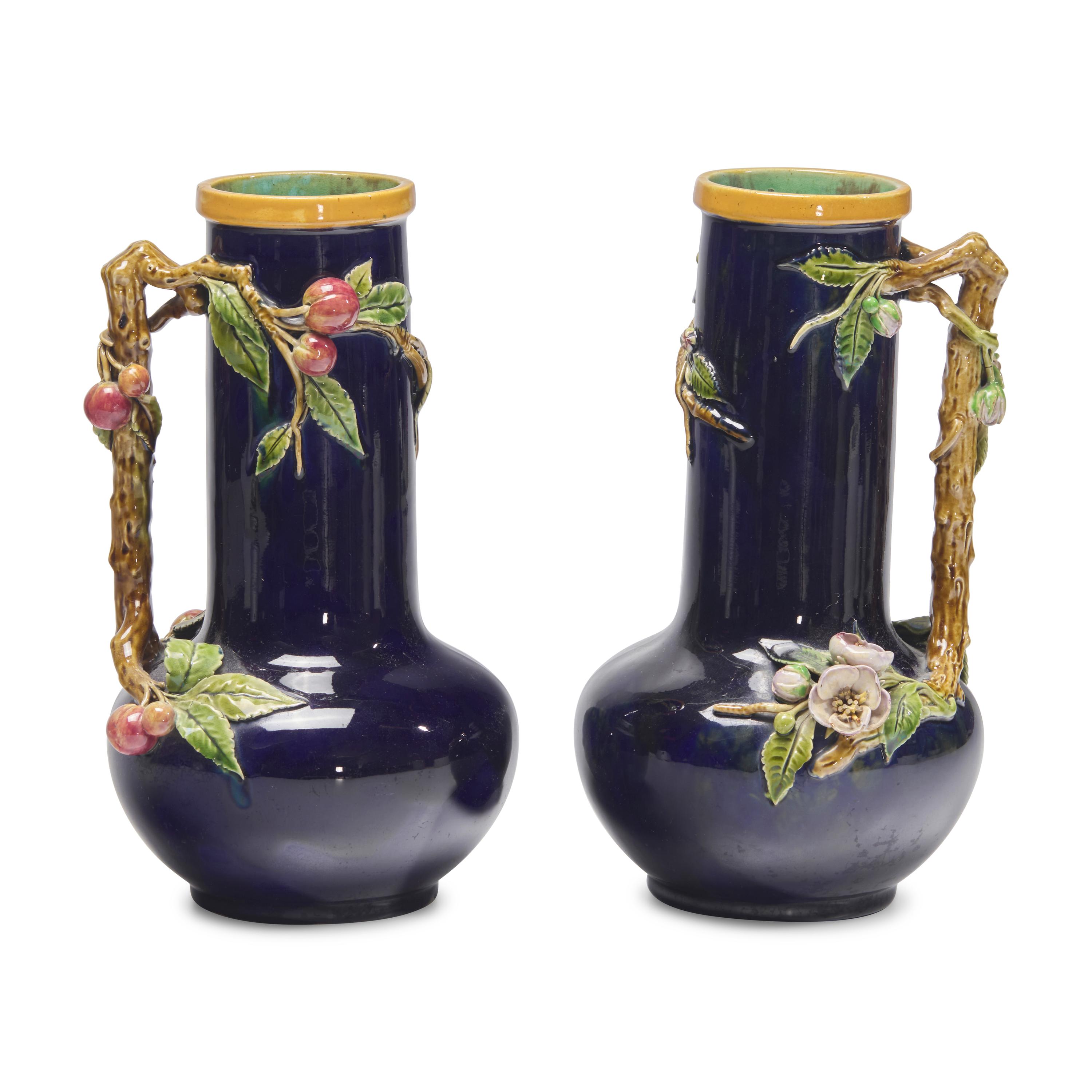 A Pair of Minton Majolica Pitchers
