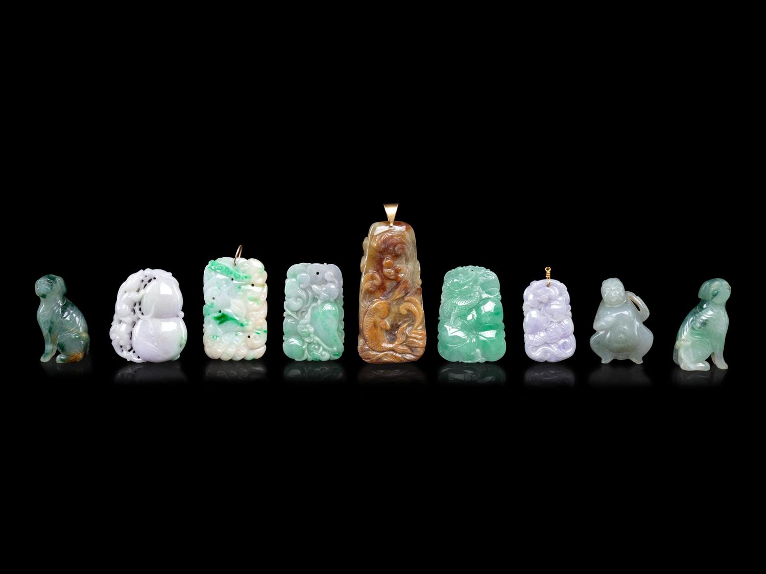 Nine Chinese Jadeite Carvings