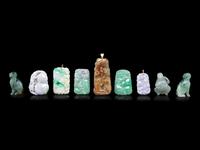 Nine Chinese Jadeite Carvings