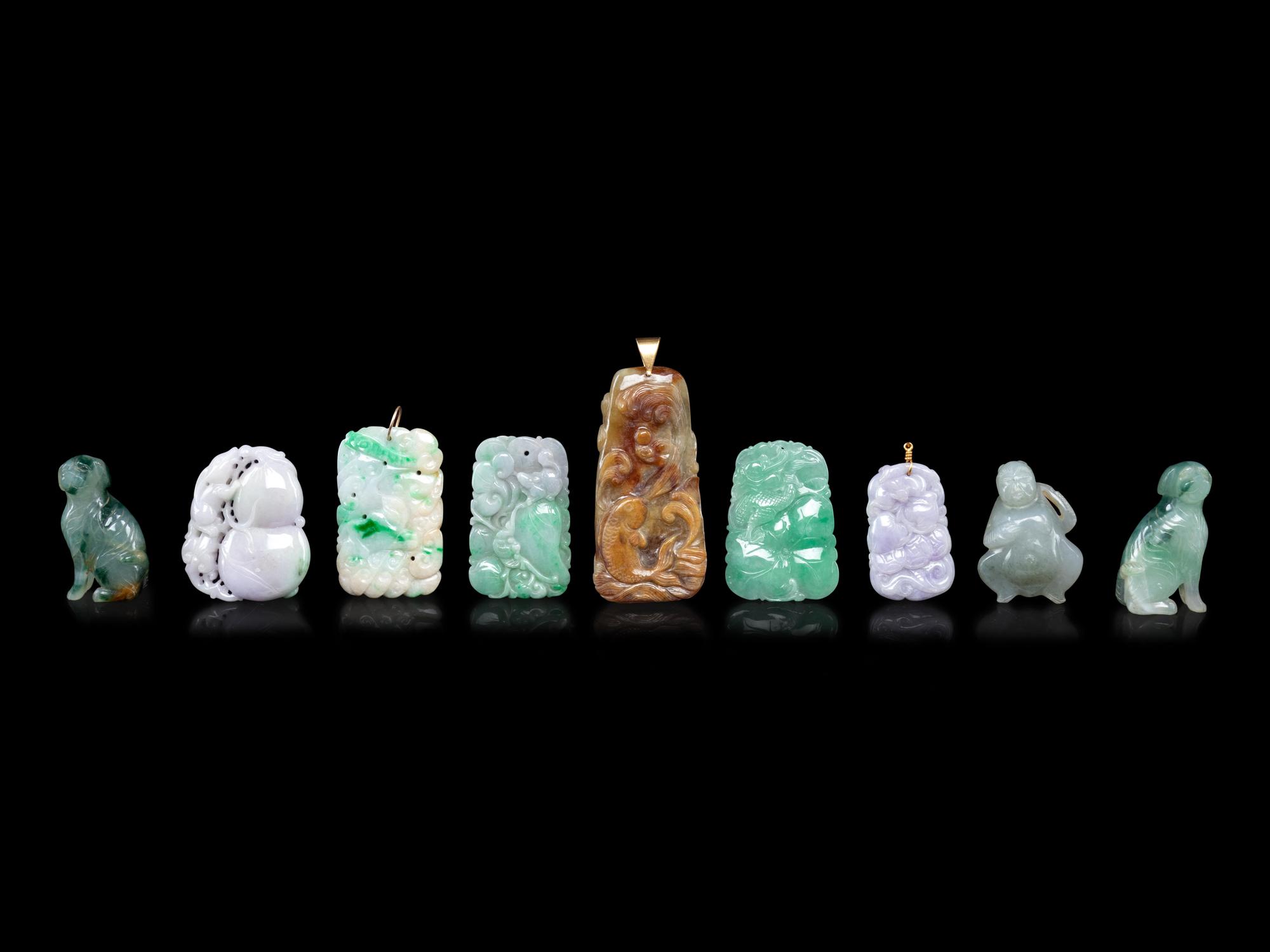 Nine Chinese Jadeite Carvings