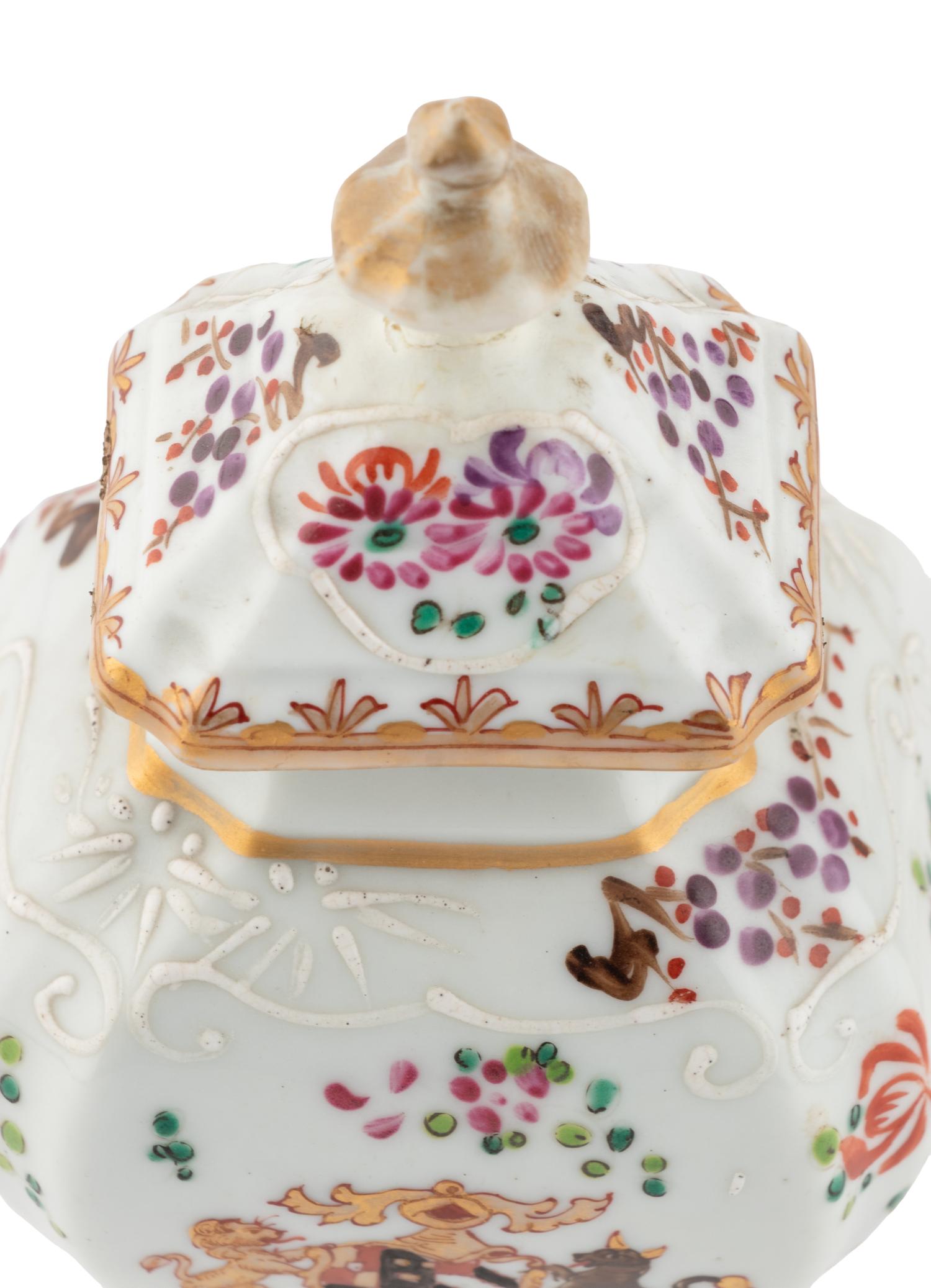 A Pair of Samson Porcelain Tea Caddies with Italian Giltwood Brackets
