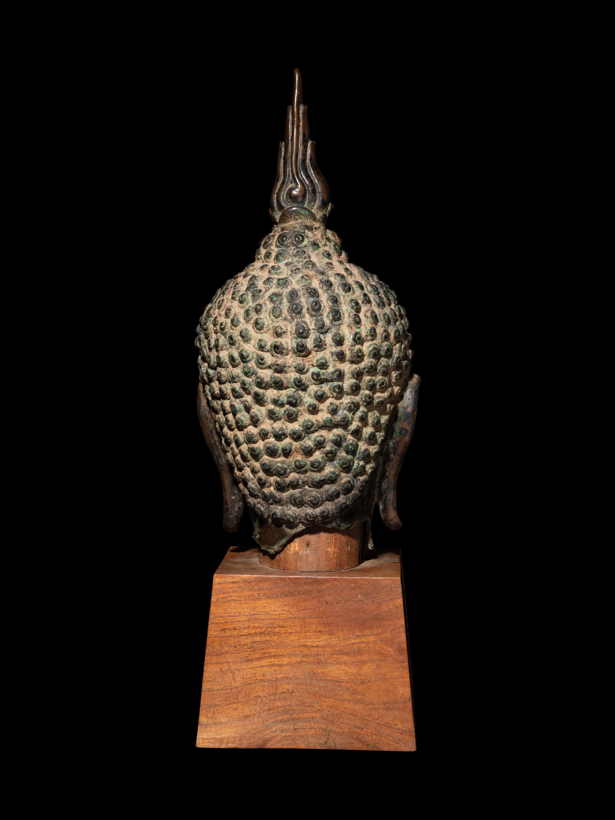 A Thai Bronze Head of Buddha