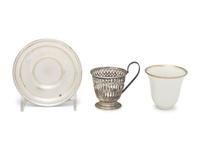 A Set of Twelve American Silver Coffee Cups and Saucers