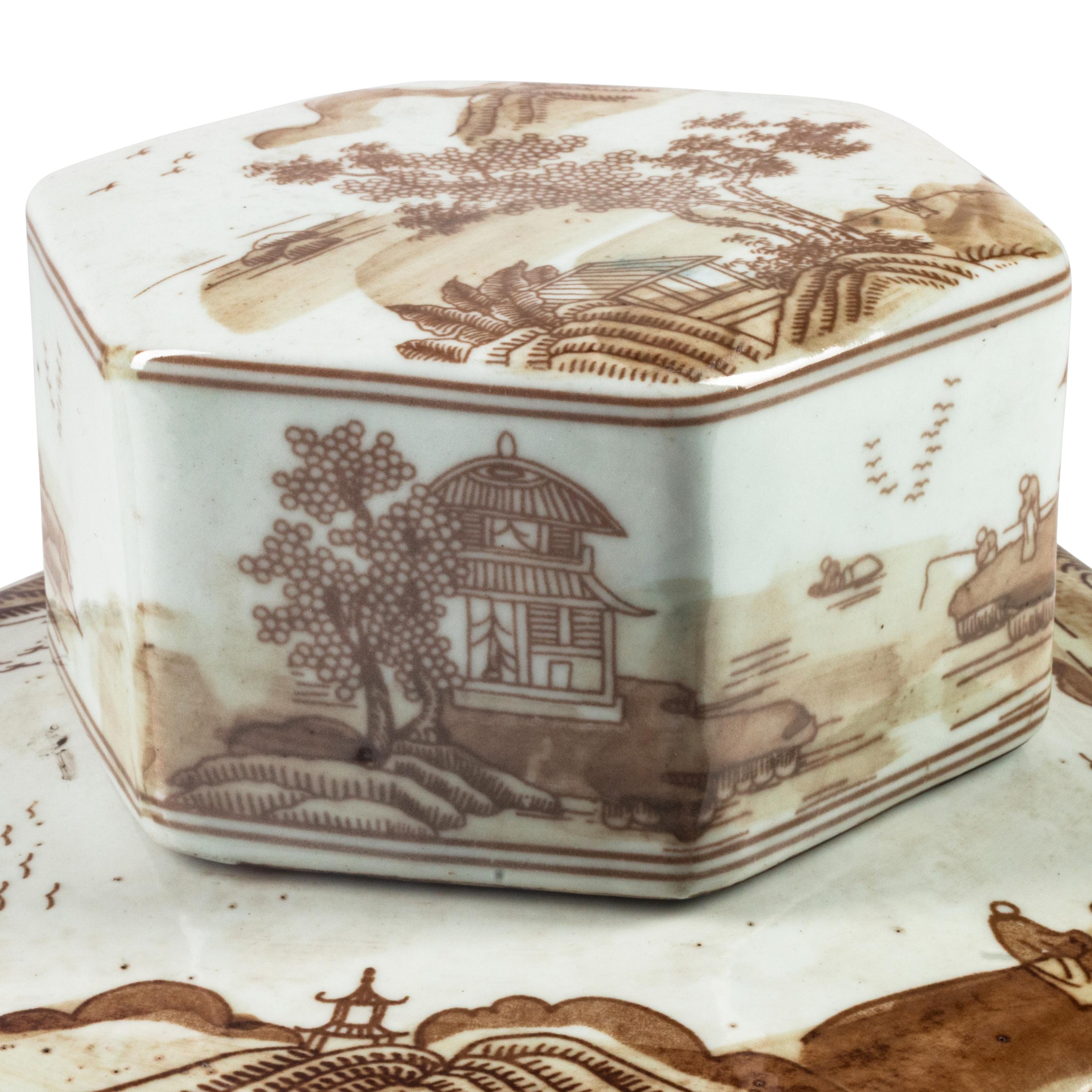 A Pair of Chinese Porcelain Hexagonal Tea Caddies