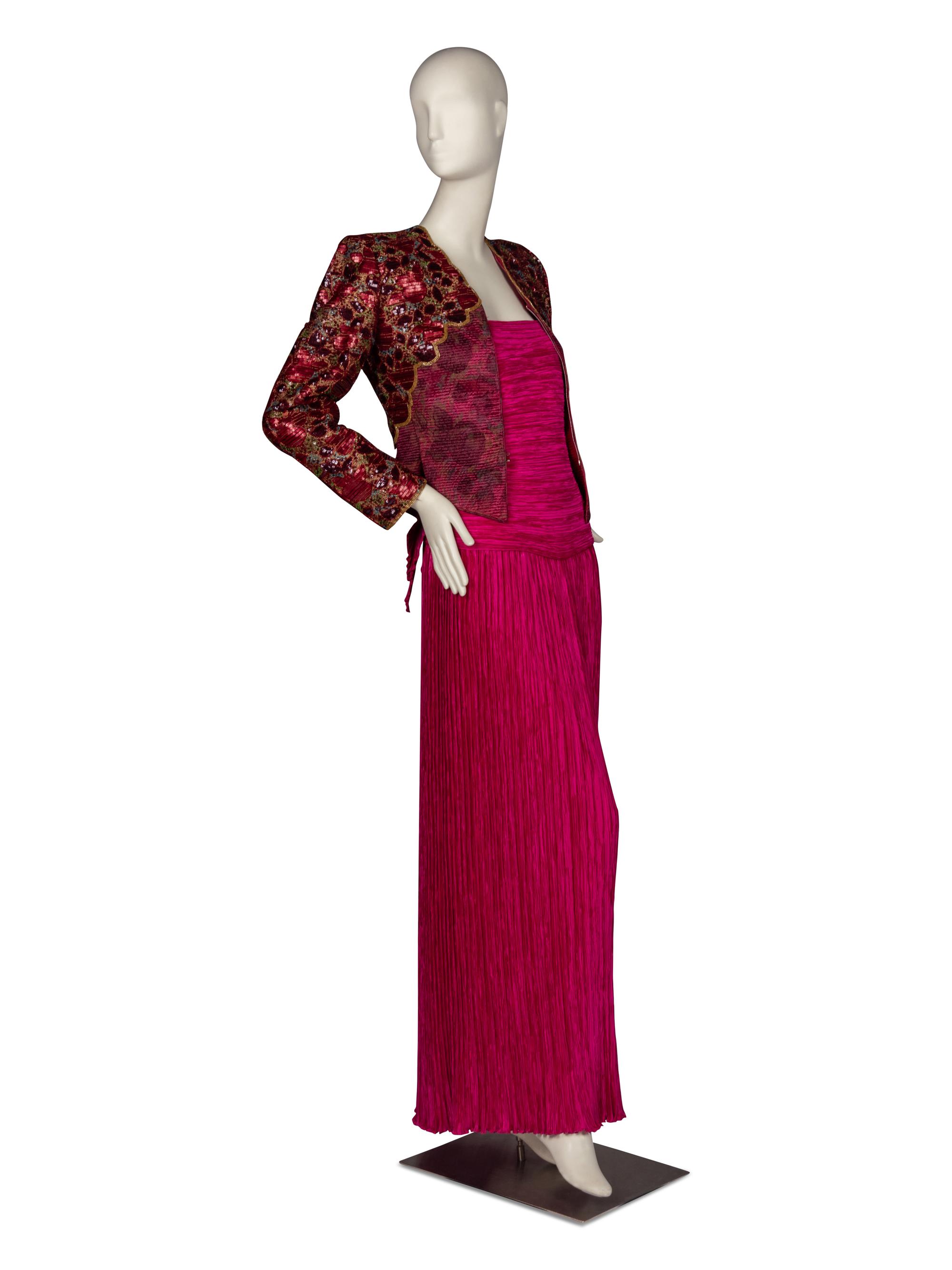 Mary McFadden Pink Gown and Embellished Evening Jacket