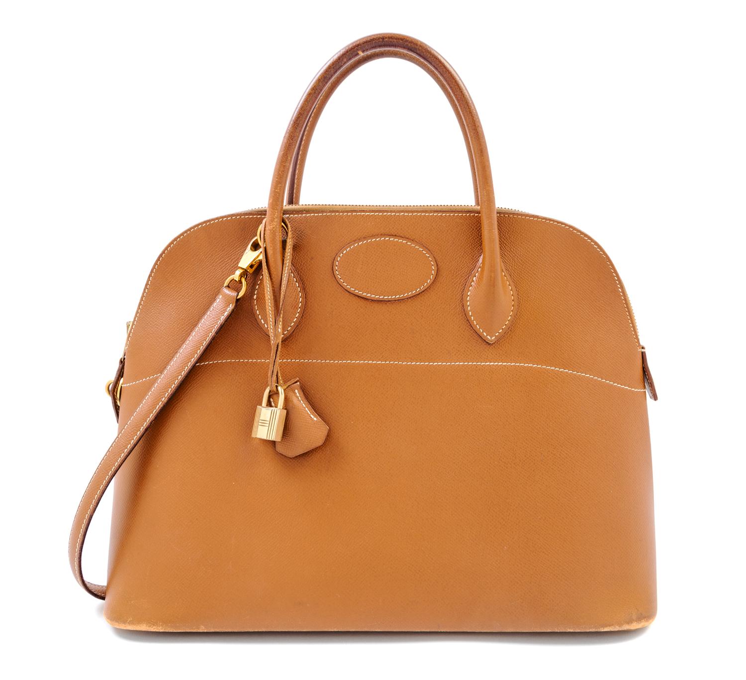 An Hermès Gold Epsom Bolide 35cm Bag, 14" x 11" x 5".