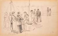 Peasant Woman , late 1880s, and Quayside Scene , 1903 (two works)