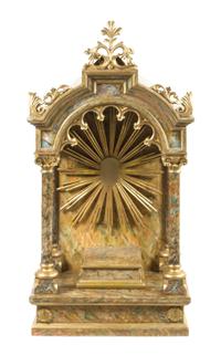 A Continental Gilt and Faux Marble Painted Wood Altarpiece Height 49 3/4 x width 25 1/2 x depth 17 inches. — 19TH CENTURY