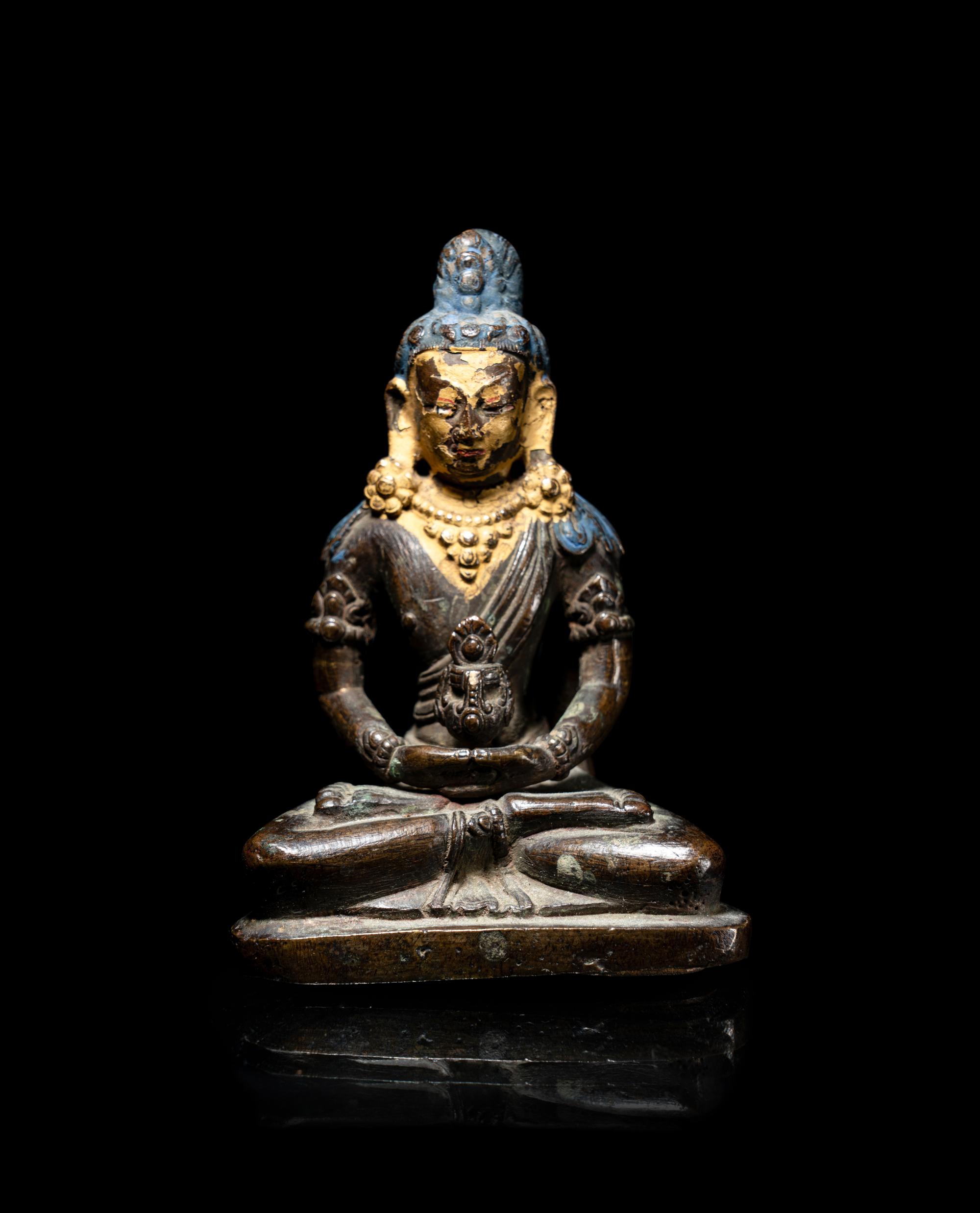A Tibetan Bronze Seated Figure of Amitayus