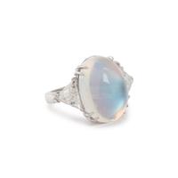 HENRY DUNAY, MOONSTONE AND DIAMOND RING