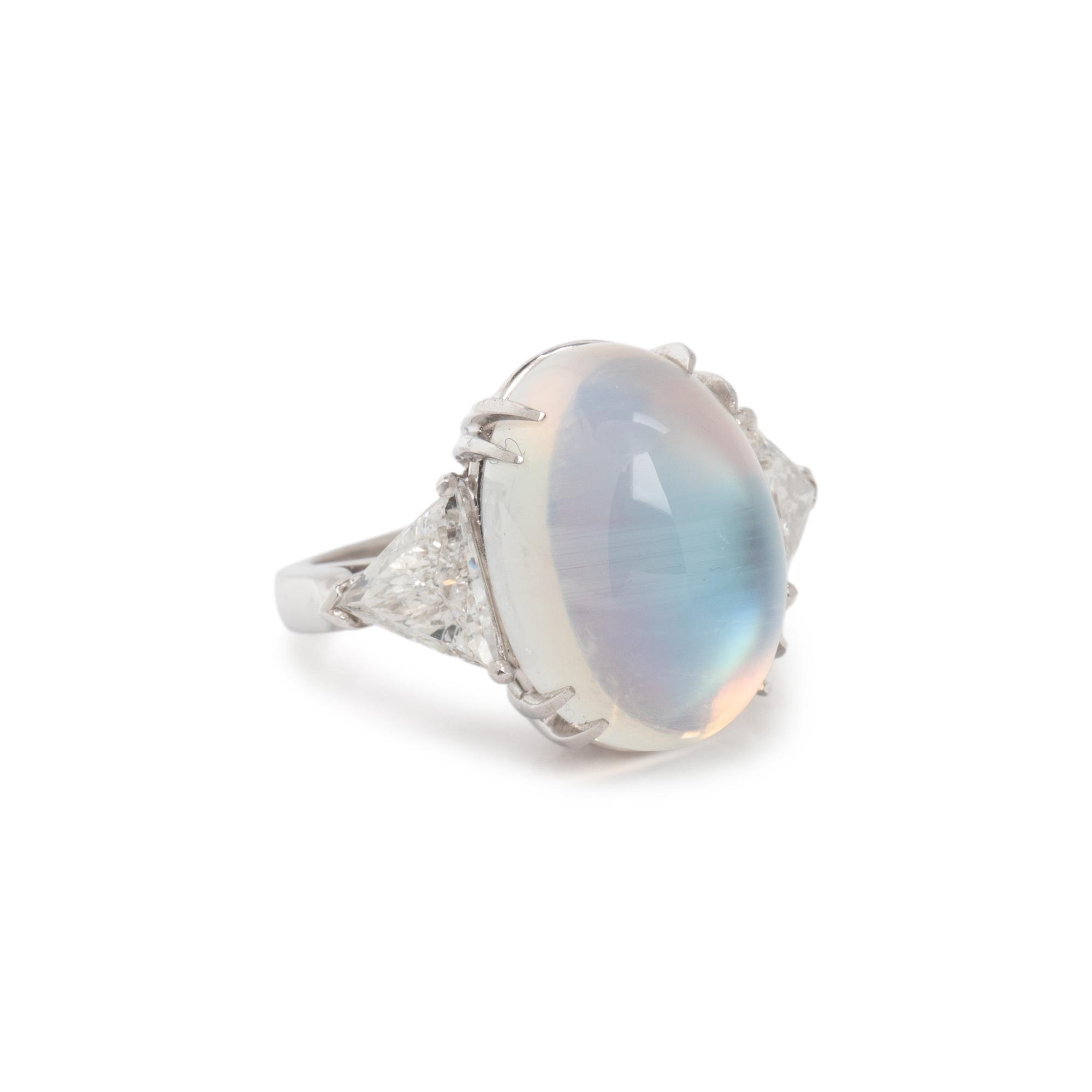 HENRY DUNAY, MOONSTONE AND DIAMOND RING