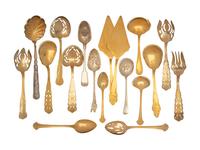 A Group of Gilt Silver-Plate and Silver-Plate Flatware Serving Articles